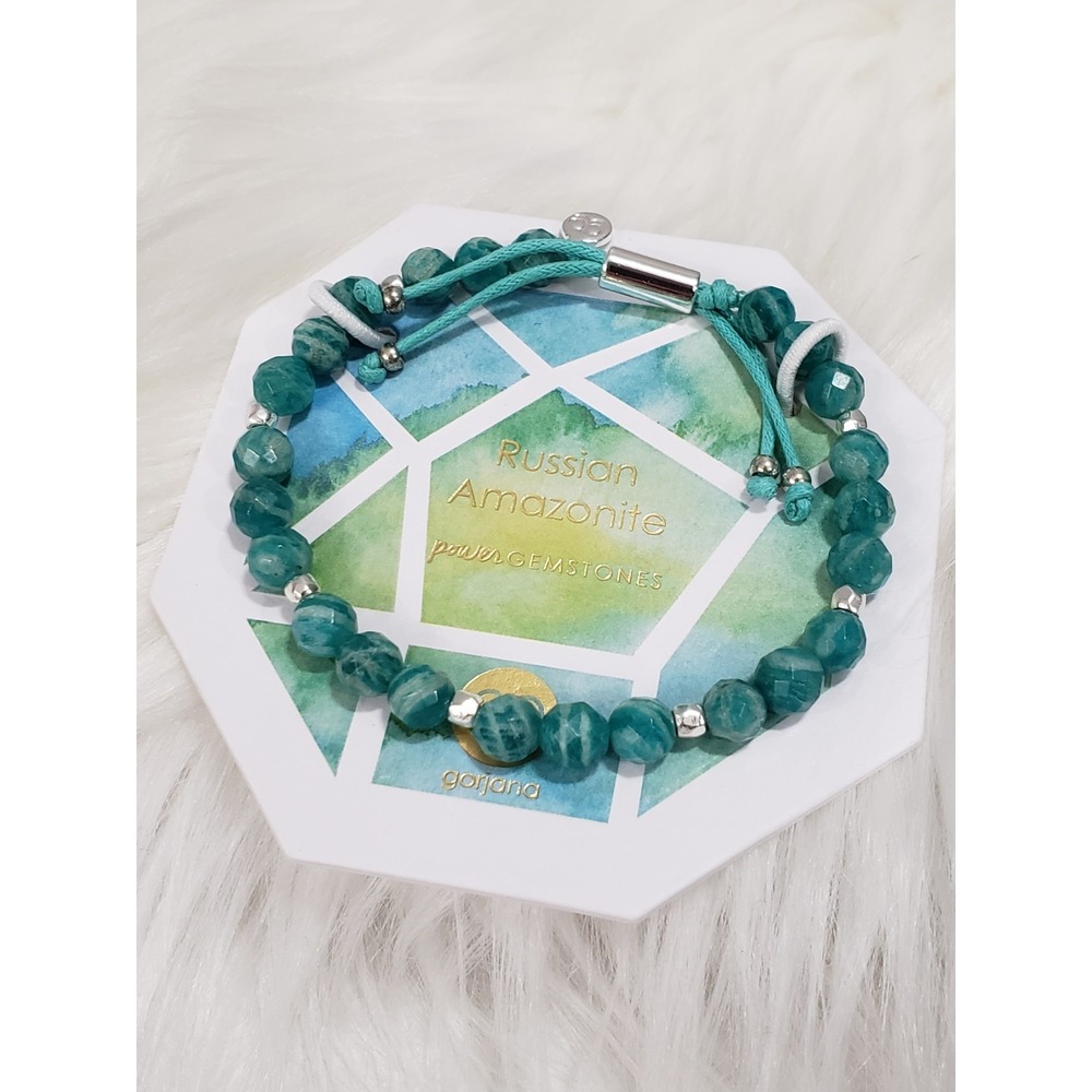 NEW Gorjana Power Gemstone Geo RUSSIAN‎ AMAZONITE BEADED Bracelet ADJUSTABLE